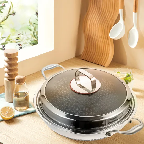 Stainless Steel Double Fry Pan - Suitable for Various Cooking Stoves