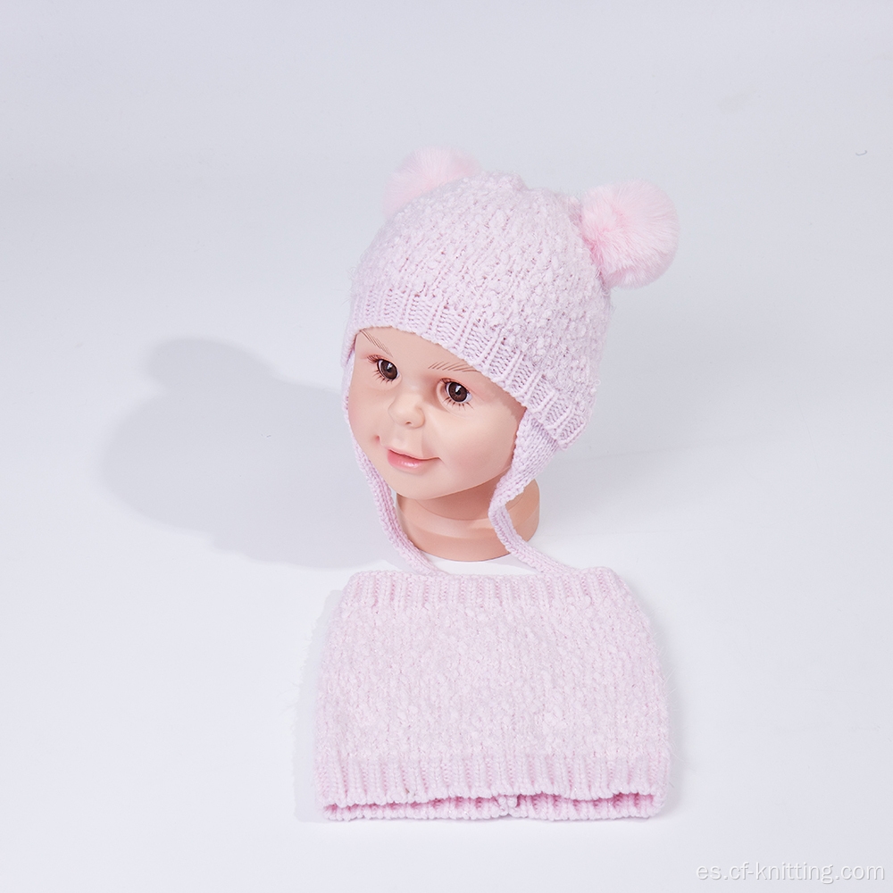 Gorro de punto de invierno y bufanda para niños