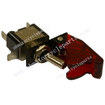 12V RED ON/OFF TOGGLE SWITCH WITH AIRCRAFT COVER & BUILT IN RED LED