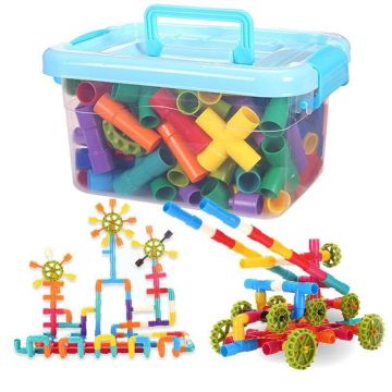 Children's Water Pipe Puzzle Toy Kindergarten Early Education Building Blocks Connecting Pipe Tube DIY Plastic Toys