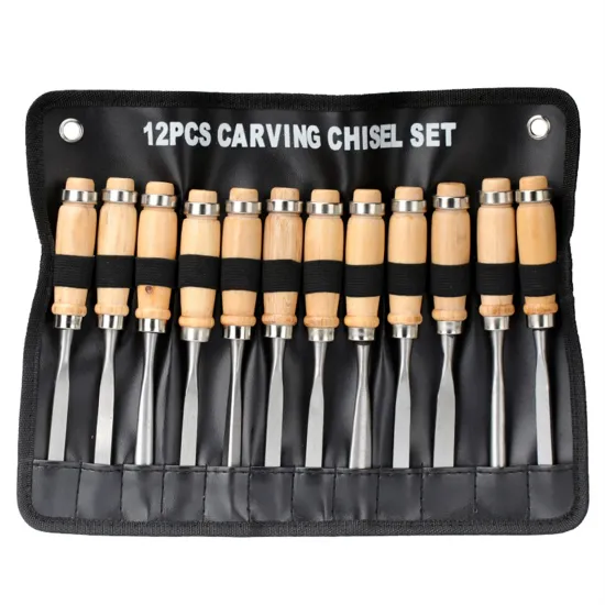 12-Piece Wood Chisel Tool Set: DIY Craft and Detailed Hand Tools for Woodworking and Carving