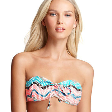 Women's Bandeau Bikini Top with Prints, Push-up Pads and Adjustable Straps, Made of Nylon