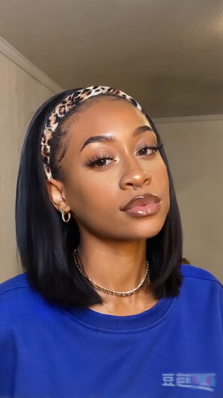 Straight Headband Wig Natural Black Human Hair Pre Plucked Glueless Wigs For Women 14-30 Inch