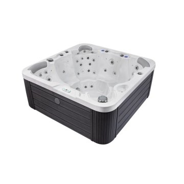 Wooden Outdoor Hot Tub with LED Lights and Touchscreen