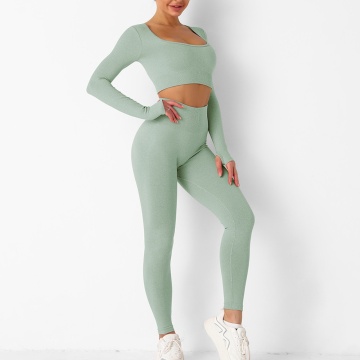 Conjunto de leggings de gimnasio sin costuras para mujer