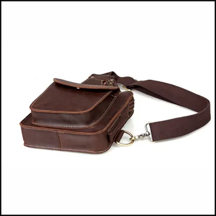 Vintage genuine leather men sling bag