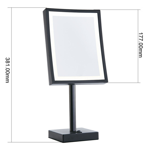 Matte black square makeup mirror