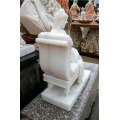 Elegant Lady Resting on Marble Couch Sculpture