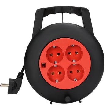 European 4-Way Retractable Reel Socket Power Strip with Surge Protector