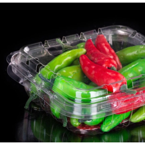 Caixa de embalagem plástica transparente para salada e frutas