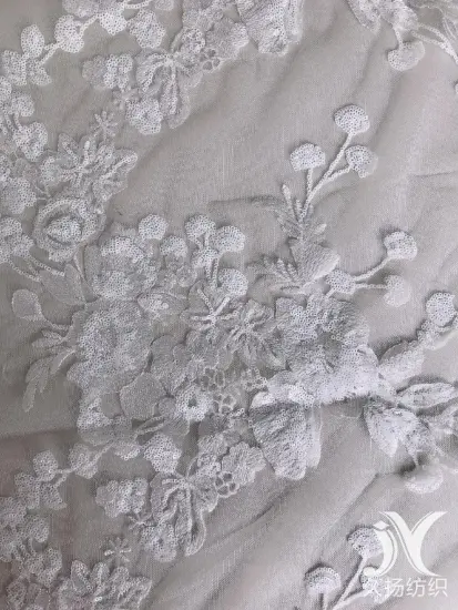 White Floral Mesh Embroidery