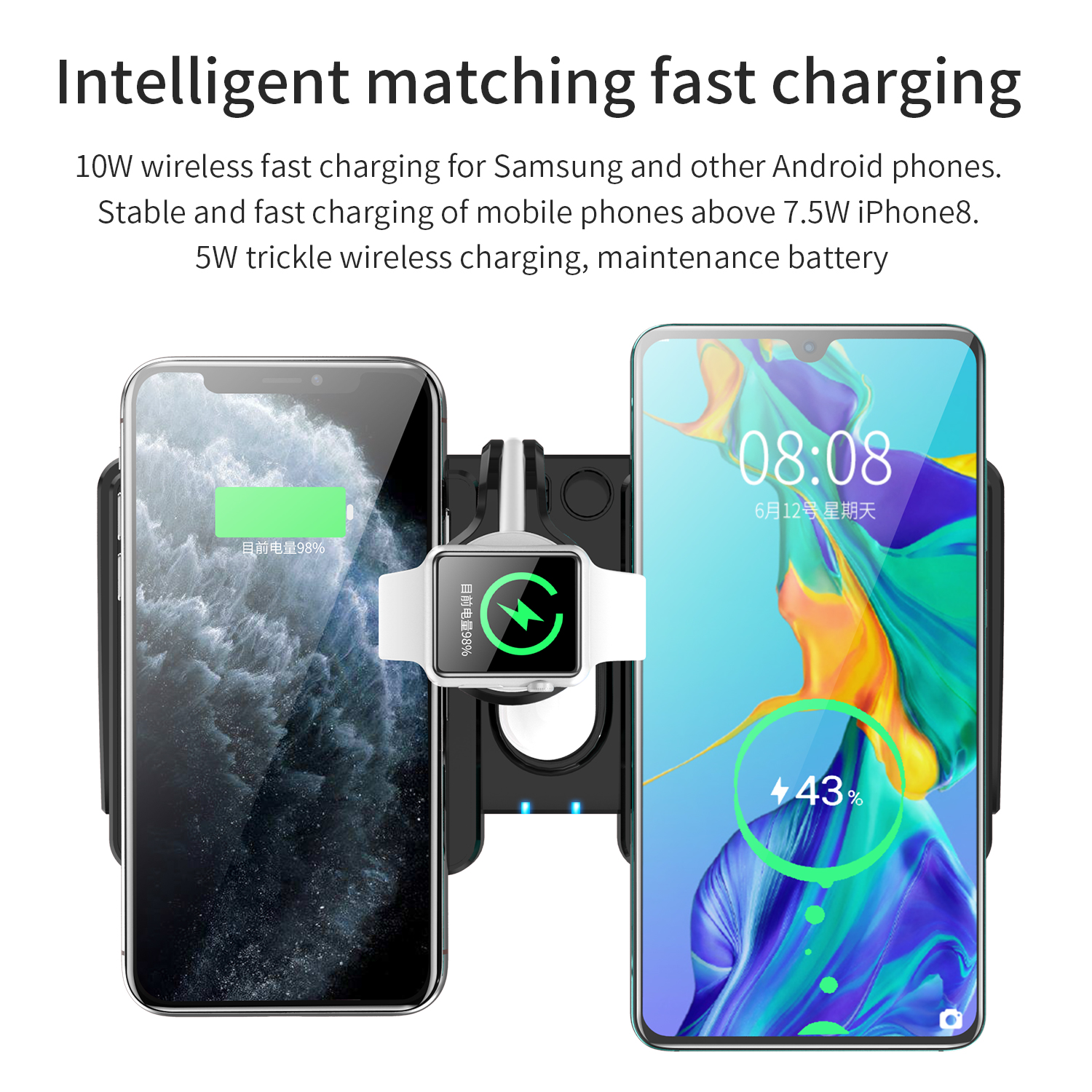 wireless charger for Apple Watch iWatch 5 4 3 2 1, Airpods,iPhone 11 11 Pro X Xs XR Max 8 Plus 8,Samsung Galaxy S9 S8