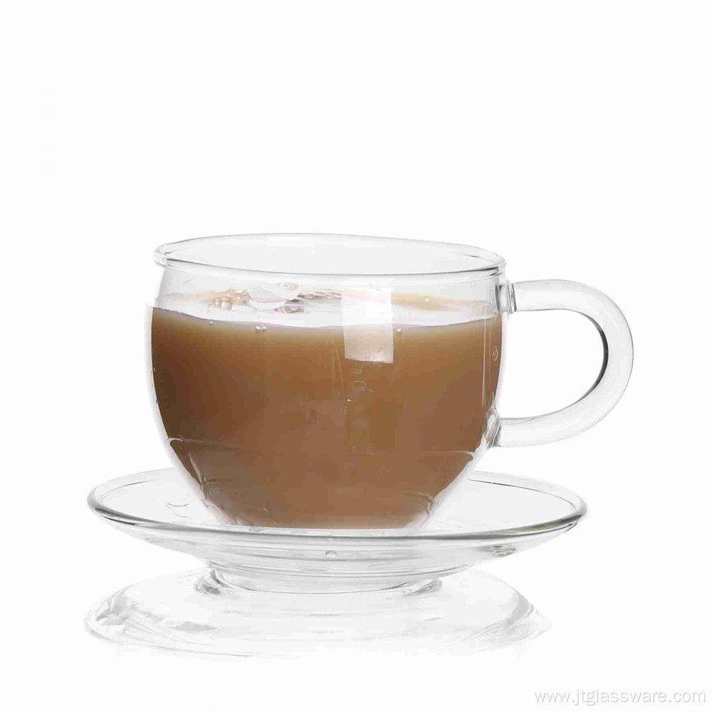 Writable Coffee Glass Mugs With Saucer