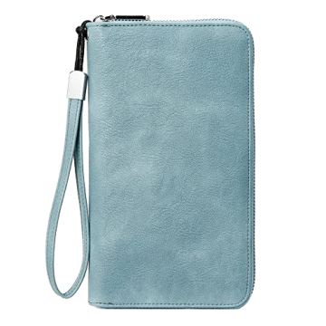 Women's Leather Wallet with RFID Blocking, Zip-Around Credit Card Holder and Phone Clutch