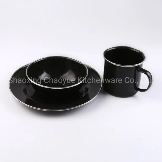 12pieces Black Durable Metal Dinnerware for Outdoor Dining