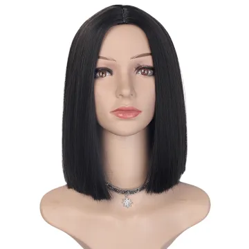 Synthetic Fiber Hair Wigs For Black Women Short Bob Silky Straight Black Heat Resistant Cosplay Party Wigs