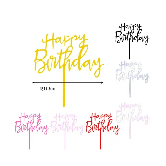 Customizable 18th Style Acrylic Happy Birthday Cake Topper with Gold Geometry and Round Letters: Perfect for Wedding Parties and Cupcakes