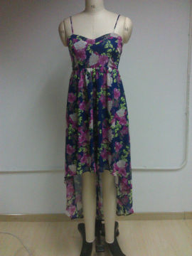 HIGHT LOW FLORAL CORSET DRESS WITH LINING