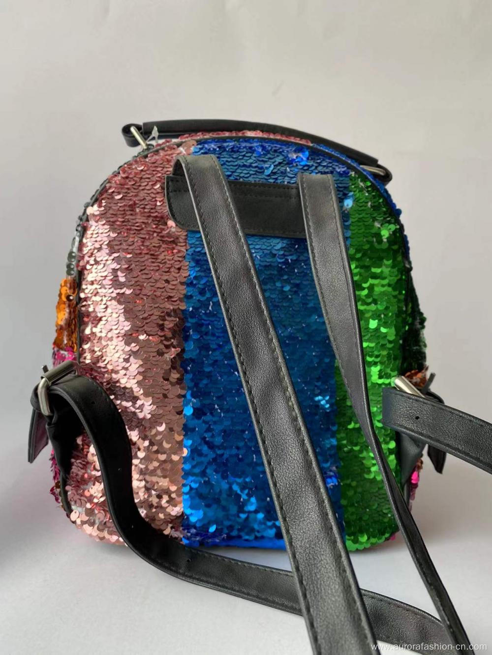 Colorful Backpacks with Paillette Decoration