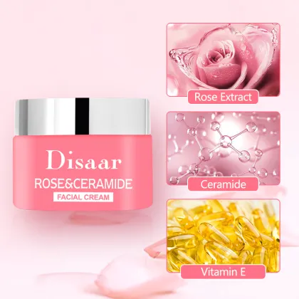Rose & Ceramide Facial Cream - Vitamin E Skin Nourishing Moisturizer