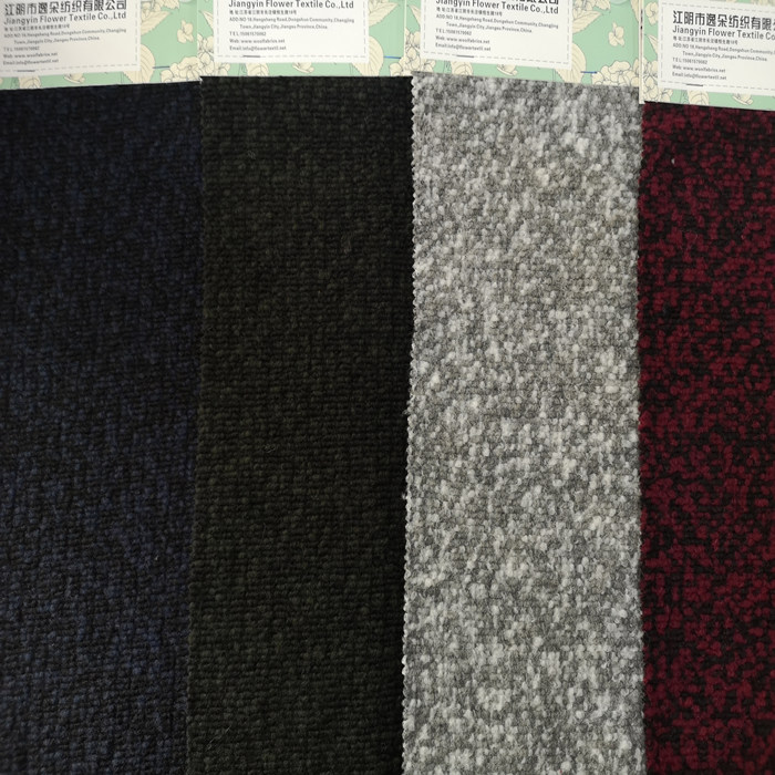 Knitted jacquard boucle wool fabric