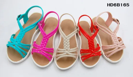 Ladies fancy sandal high heel pvc material