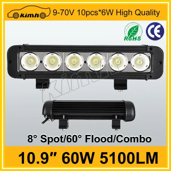 High power Single Row Tractor motorcycle 60w led suv light bar