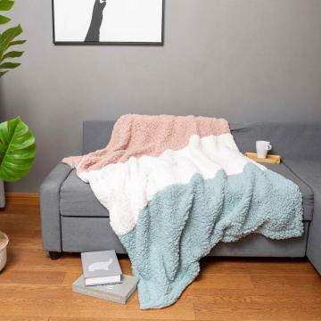 Terlaris selimut bulu flanel tempat tidur zigzag jacquard
