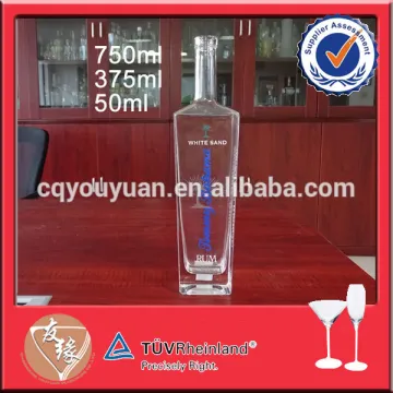 Square machine blown 750ml glass rum bottle sizes