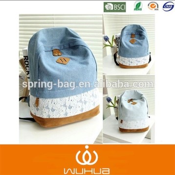 Hight Qulaity Canvas Fashion Smiley Backpacks Bag with Lace