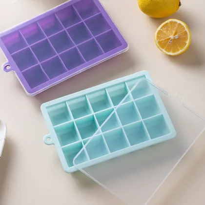 15/24 Grid Silicone Ice Cream Tray with Lid - DIY Ice Cube & Cream Mold