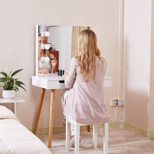 Wooden Vanity Makeup Dressing Desk with LED Light