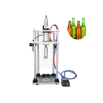Small Semi-Automatic Air Pressure Wine Bottle Yellow Crown Lid Capping Press Machine