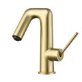 Jasupi new unique design high quality brass lavatory sink mixer twisted bathroom basin faucet gold finish