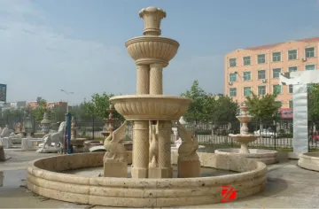 Outdoor water fountains with birds