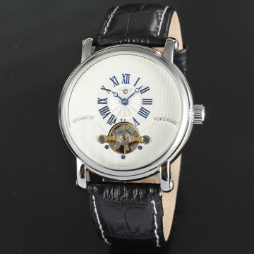 Leather Belt Mechanical Custom Mens Wrist Watch