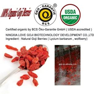 High Standard EU Certificate Organic Dried Goji Berry