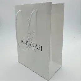 Elegant Custom Logo Gift Packing White Paper Bags