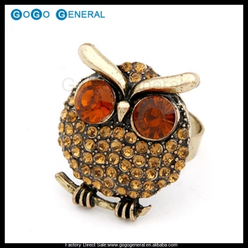 Fashion Cute Orange Stone Owl Shaped Engagement Rings