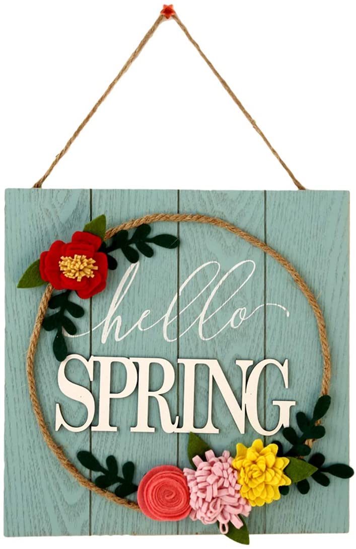 3D Fabric Flowers Wall Plaque Hello Spring