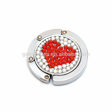 Bag hook accessory ,padlock design folding hang bag hook hanger ,Custom logo table top bag hanger with Keychain