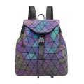 Moda personalizada Efeito Noctilucent Pu Backpack Couro Geométrico Reflexivo Luminoso Mochilas Versátil Estilo Cool Versátil Bola Feminina