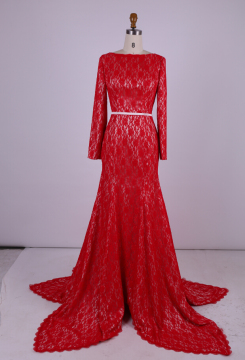 Beautiful Long Red Evening Dresses A-Line Backless Style