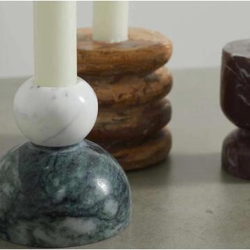Grey Marble Steel Candle Holder