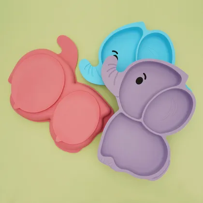 Elephant Division Children's Tableware Set: Baby Food Plate with Integrated Fork and Spoon