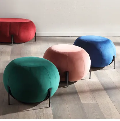 Sofa Stool Velvet Tufted Metal Stool
