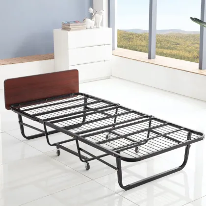 Modern Folding Bed Frame with Memory Foam Mattress - OEM ODM Hotel Add Folding Rollaway Metal Bed
