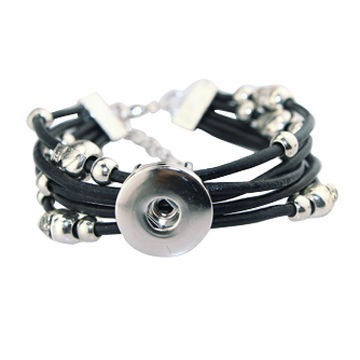 Fashion pretty noosa leather bracelet, OEM and ODM orders are welcome 2014