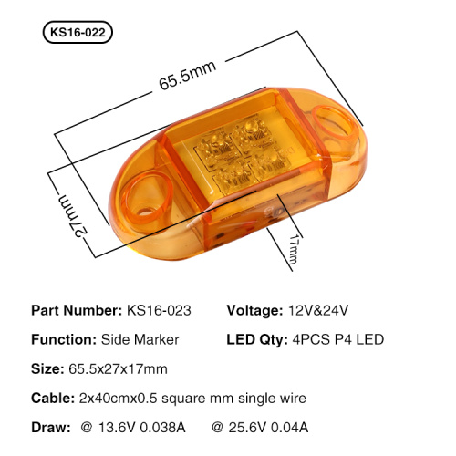 12 વી/24 વી ટ્રેઇલર માર્કર લાઇટ સાઇડ માર્કર લાઇટ લંબચોરસ એલઇડી લેમ્પ આરવી ટ્રક ટ્રેલર કેમ્પર માટે