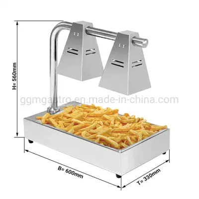 Commercial Hotel Kitchen Equipment Stainless Steel Infrared Food Warmer 2 Light Heat Lamp